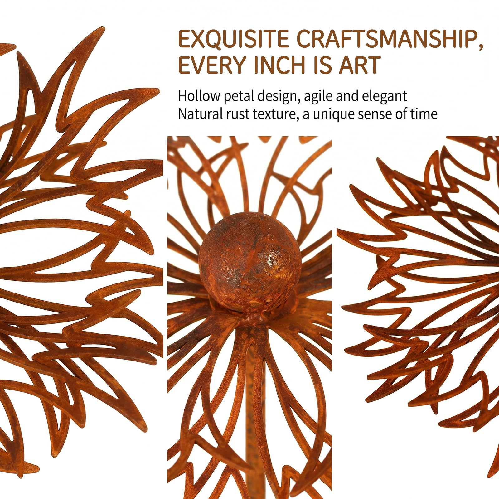 Set di 2 decorazioni da giardino in ruggine, margherite, decorazione in metallo per vasi, decorazione primaverile, estate, autunno, balcone, terrazza, aiuola