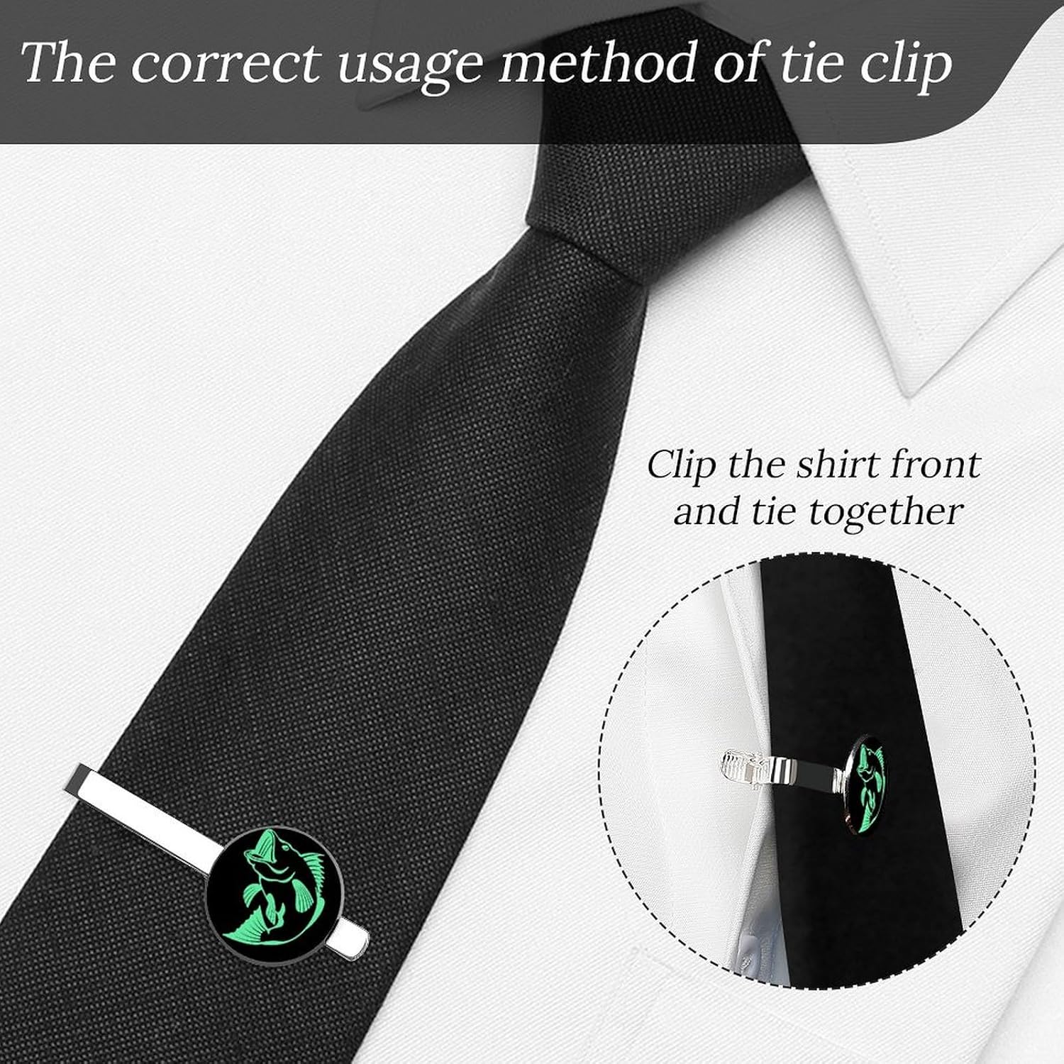 Bass Fishing Tie Clip Fashion Jewelry Necktie Pin for Wedding Busiess Office Accessories