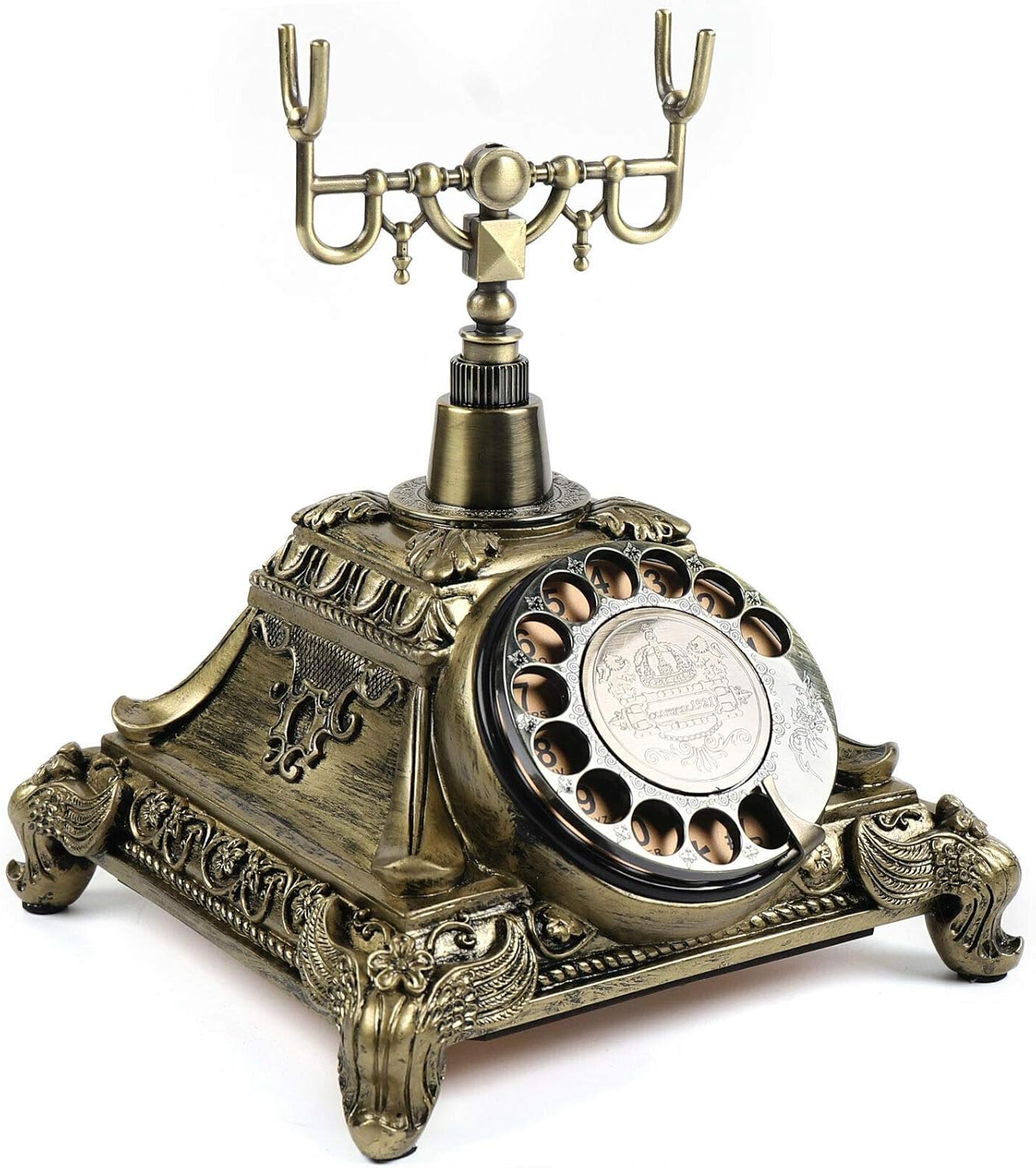 Gdrasuya10 Royal Vintage Telephone, Resin Vintage Antique Rotary Handset Desk Telephone Retro Turntable Dial Phone