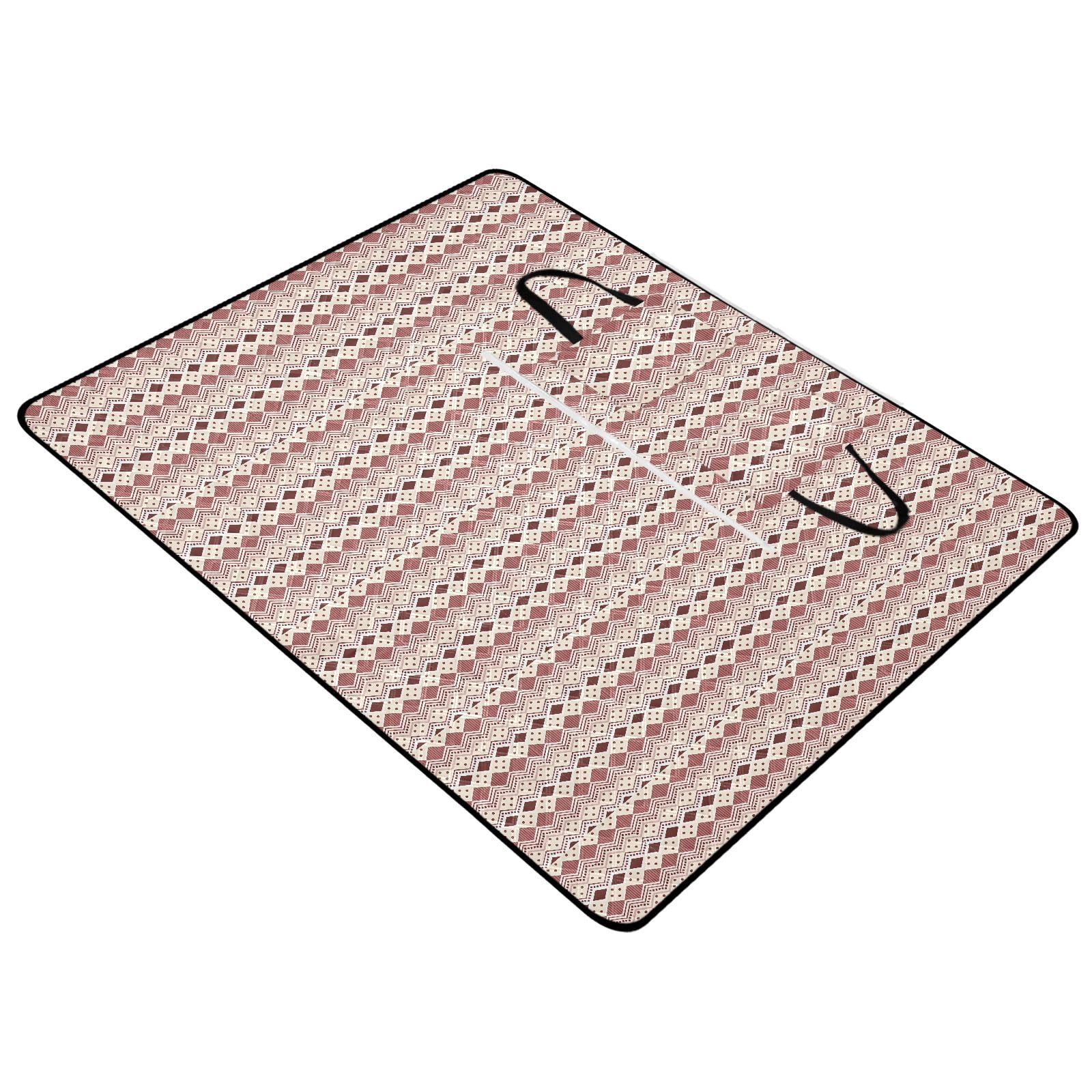 Coperte da picnic impermeabili per interni ed esterni, tappetino da campeggio per adulti, articoli da picnic, stile bohémien, retrò, rosso, caffè, picnic