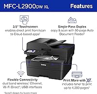 Vista 3 de Brother MFC-L2900DW XL Impresora láser compacta monocromática inalámbrica todo en uno con copia y escaneo dúplex, fax, blanco y negro Incluye