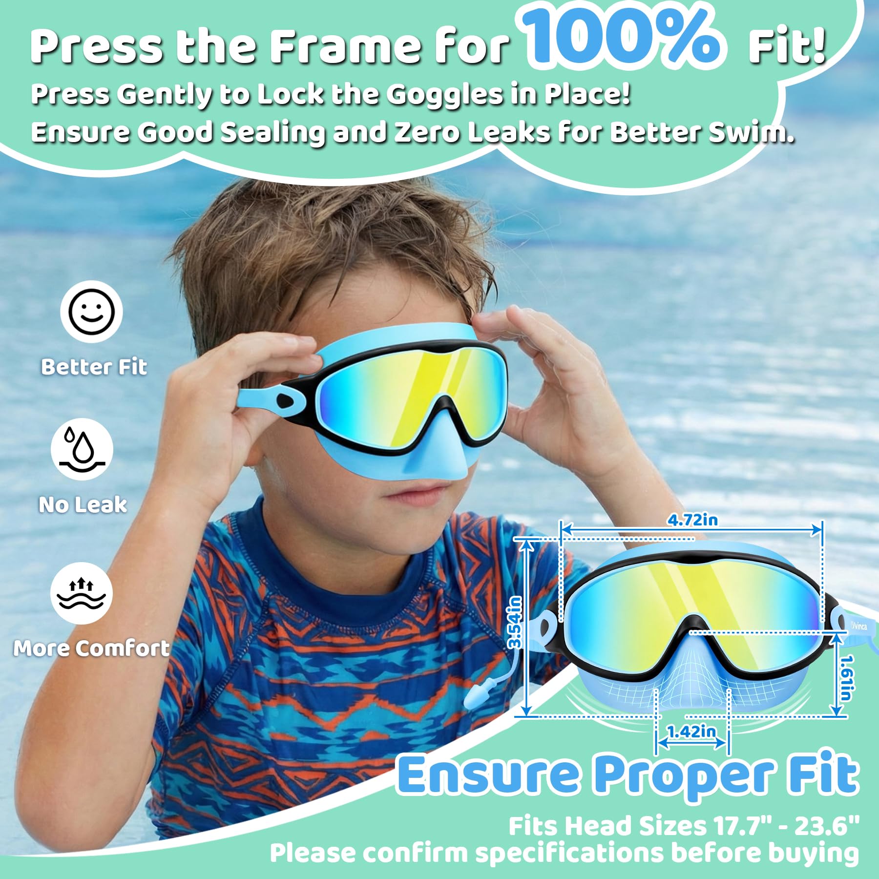 Vvinca Lunettes de natation pour enfants US320