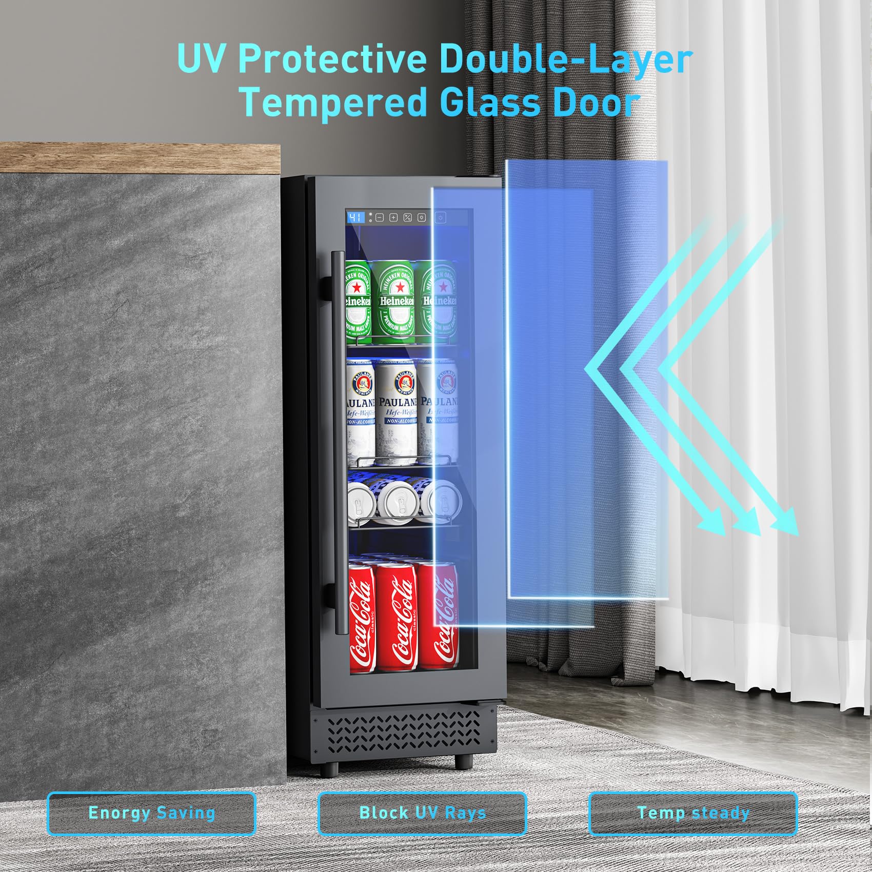 Vushine 60 Can Beverage Refrigerator Cooler For Cubicle Under Desk/Counter Office Camping, 2 Cu.Ft Drink Fridge Beverage Cooler With Glass Door For Water Juices Cola Bottles on Fridge.com - View 5