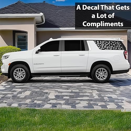 Miniatura 2 de Bogar Tech Designs Calcomanías de vinilo precortadas con estampado de leopardo de animales para ventana de un cuarto compatibles con Chevy Suburban