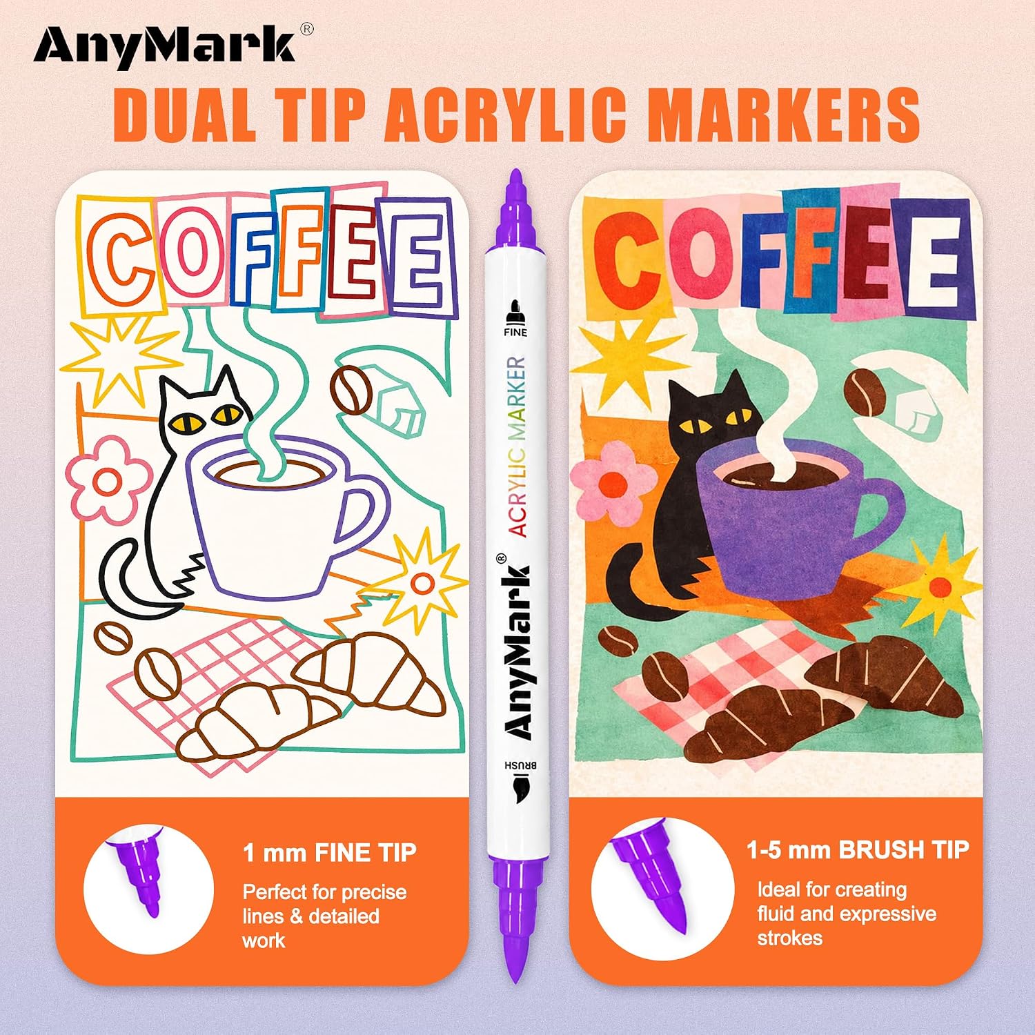 AnyMark 120 Colors Acrylic Paint Markers Brush & Fine Paint Pens