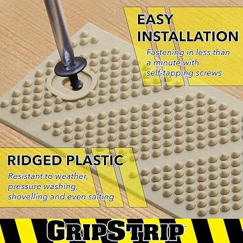 Miniatura 5 de GripStrip S - Peldaños antideslizantes, color beige, paquete de 2 (32 x 2 pulgadas), tiras antideslizantes para exteriores, tiras de tracción de