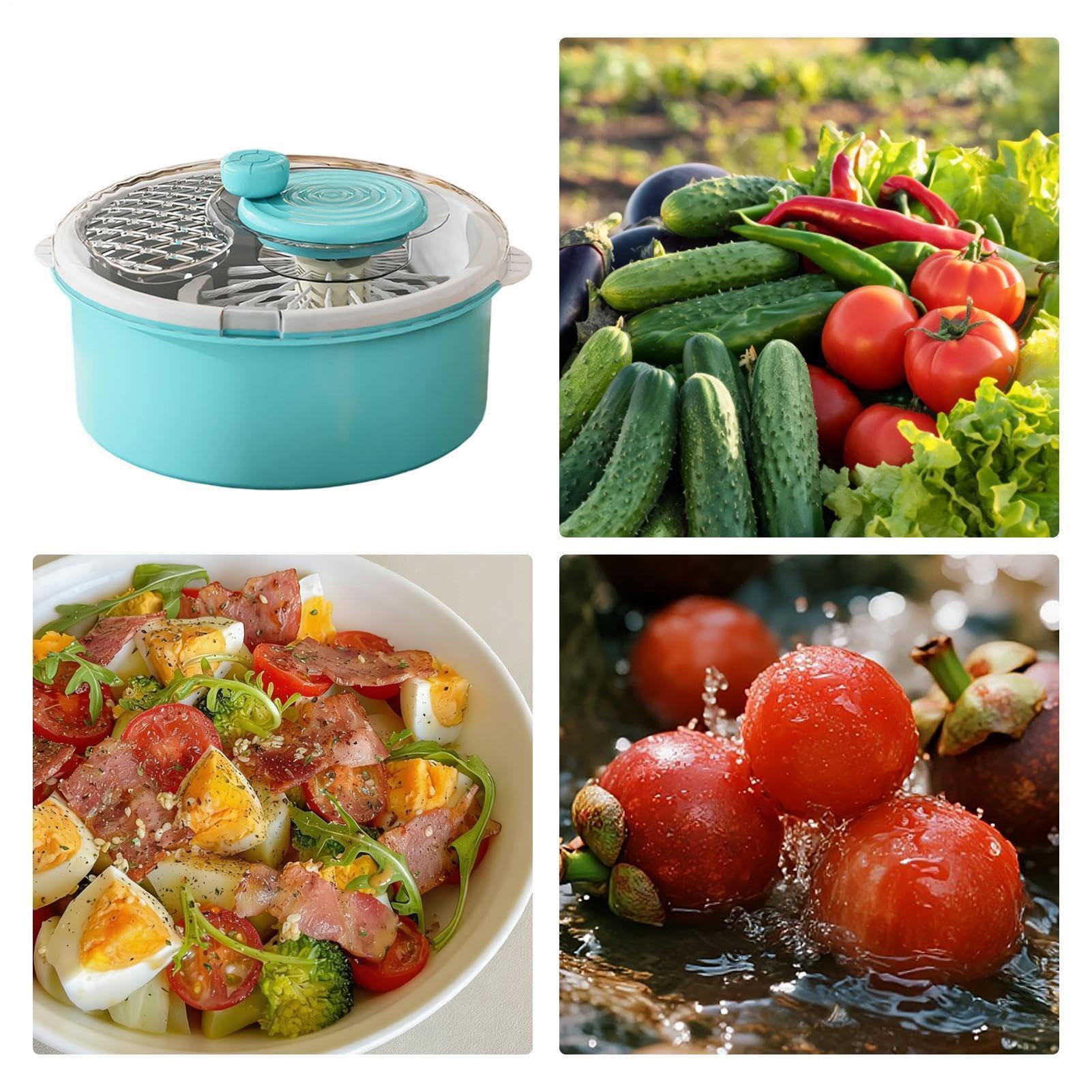 Gran centrifugadora de ensaladas Purificador multiusos, limpieza manual y | Limpiador frutas, secador verduras, centrifugadora Para bayas lechuga alimentos grano hogar cocina