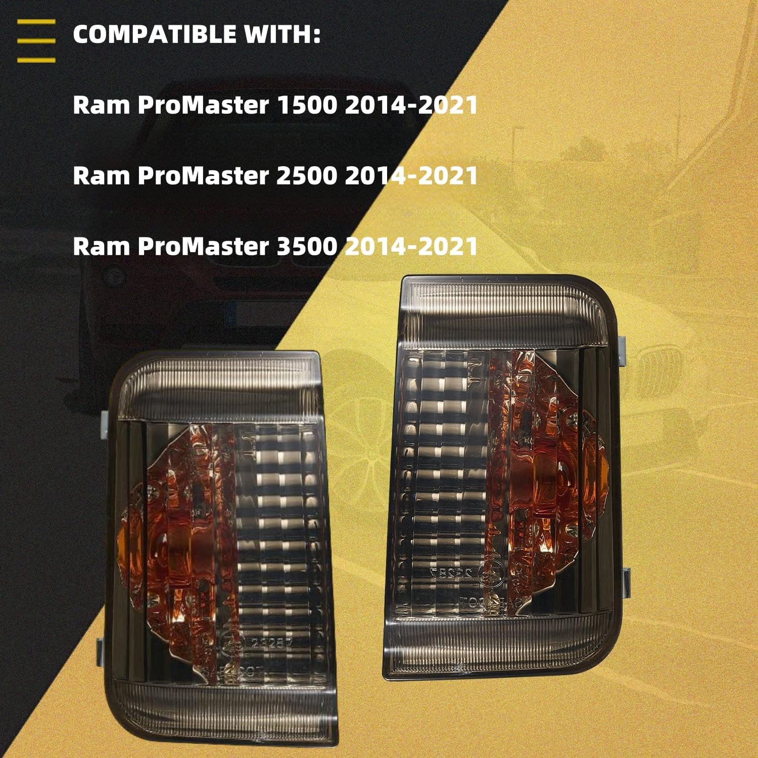 WESIGAO Blinker Turn Signal Light for Dodge Ram ProMaster 1500 2500 3500 [2014 2015 2016 2017 2018 2019 2020 2021] Mirror Indicator Light, NO Bulbs (Smoke Lens)