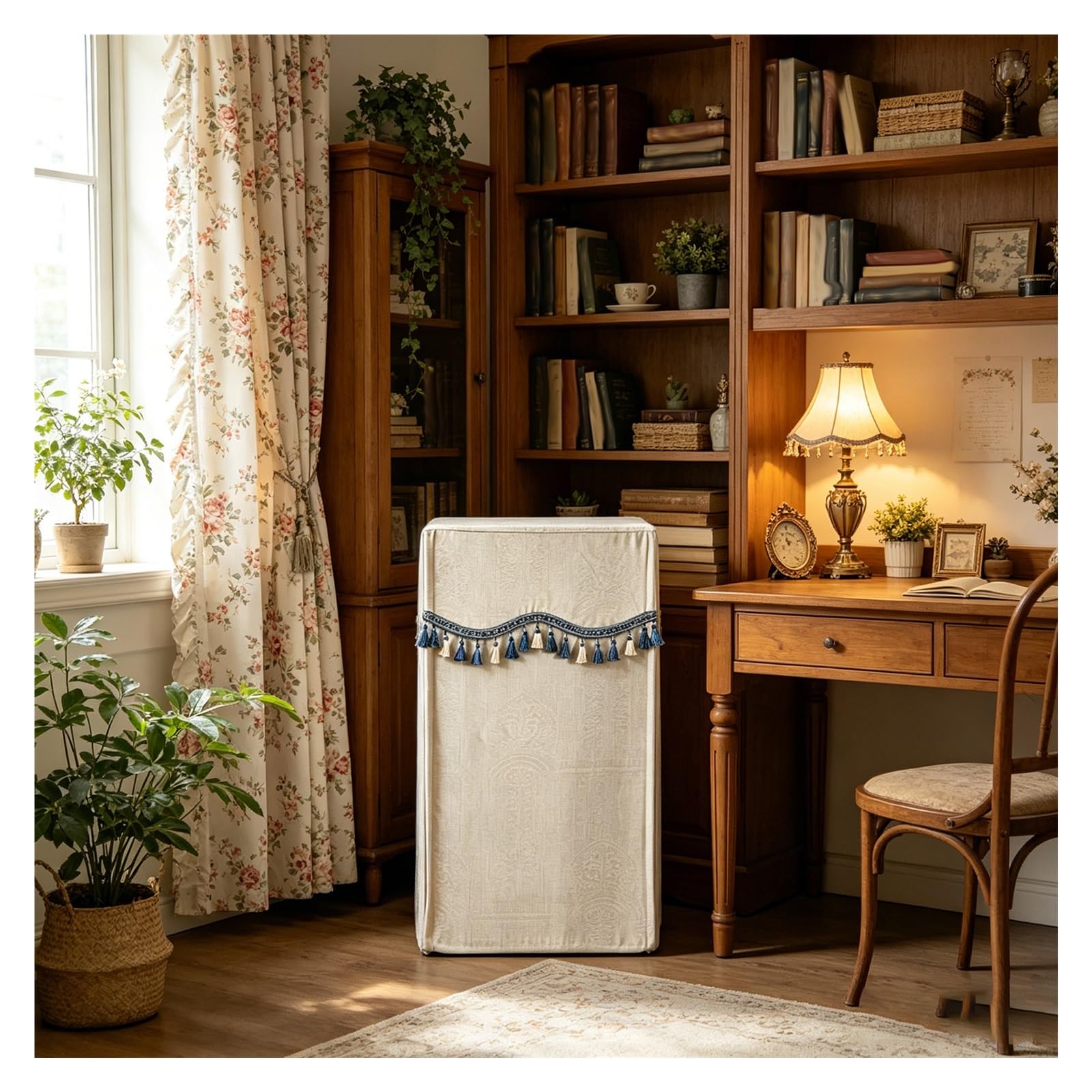 CHZDPP Safe Covers Disguise with Double Zip, Customisable Safe Box Dust Covers for Fridge/Bedside Table, Full-Coverage Wine Refrigerator Cover with Tassel(White,31x24x59in/80x60x150 cm)