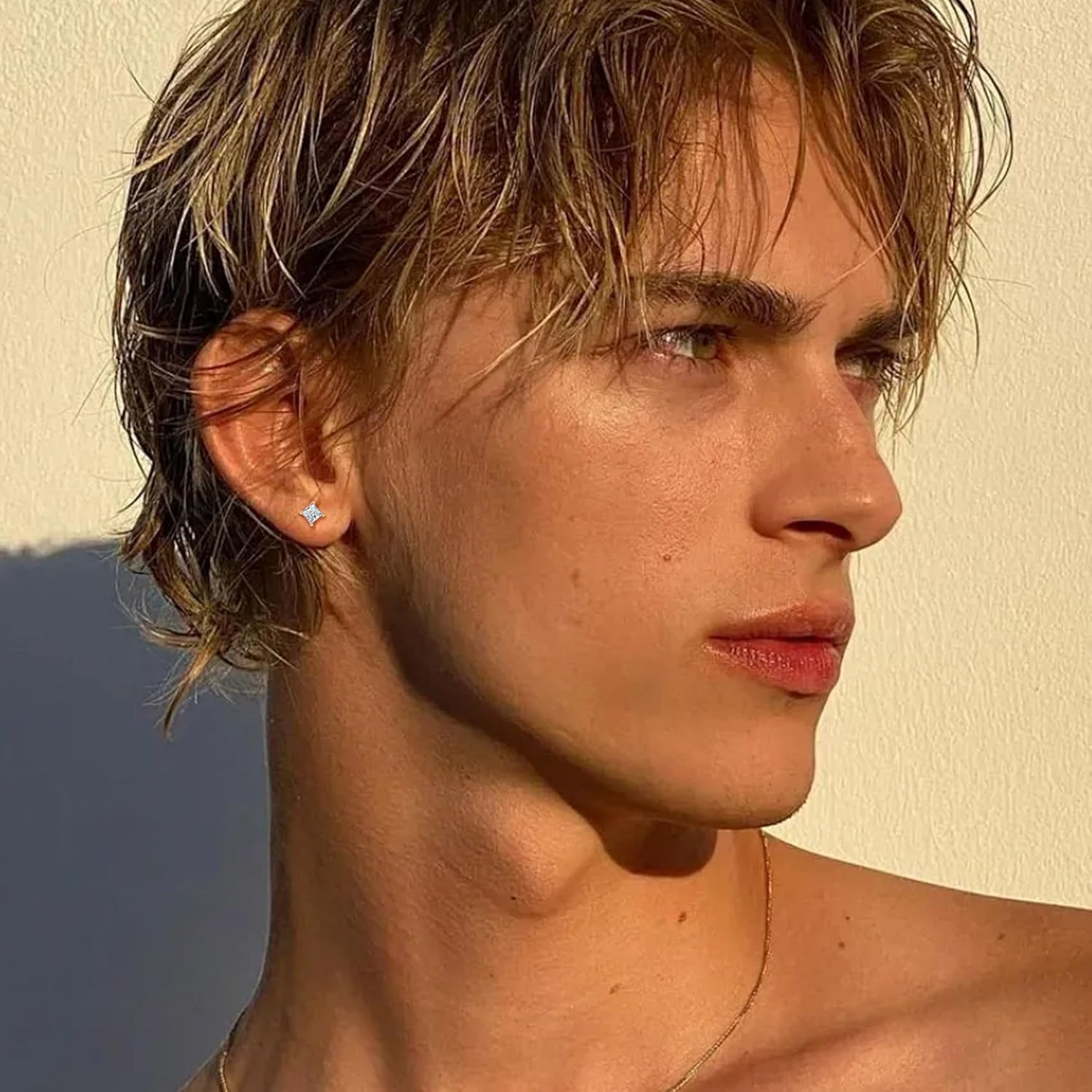 Moissanite Earrings - 0.8-5CT Square Cut Flat Back Studs Hypoallergenic 925 Sterling Silver Earrings 18k White Gold Plated Gift for Women Men - Image 3