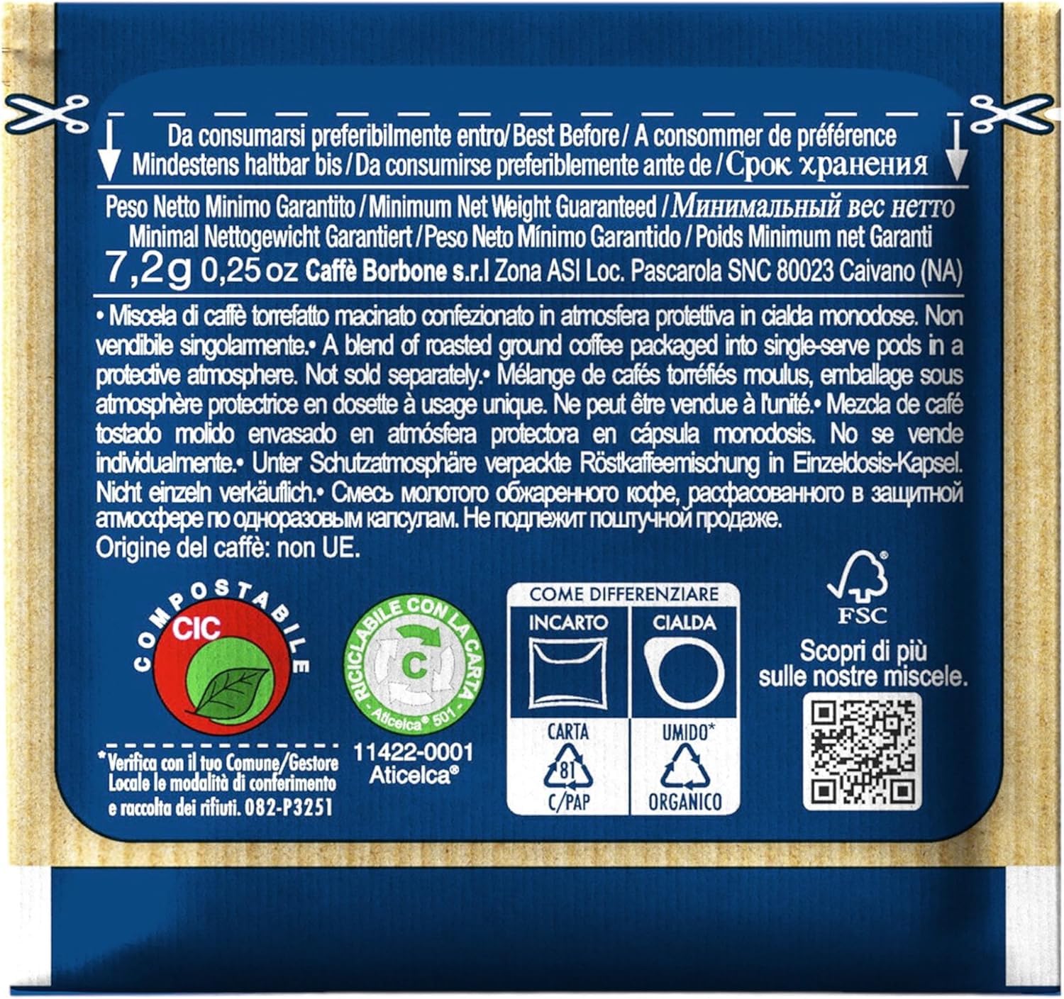 Caffè BORBONE Miscela BLU, 300 Cialde Filtrocarta Compostabili, Sistema ESE 44 mm -DD-