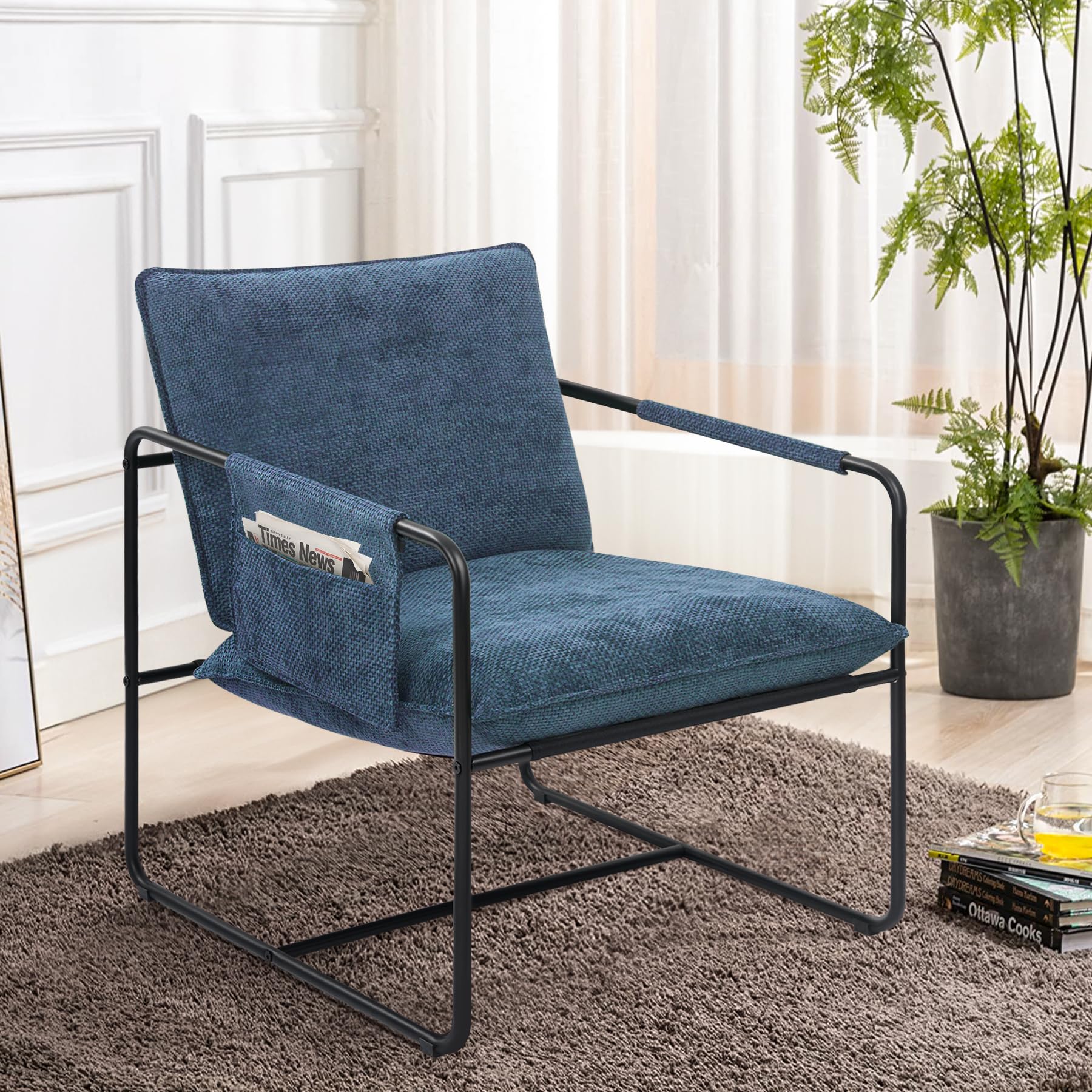 Amazon.com: Nebuaegis Accent Chair with Metal Frame, Upholstered Living ...