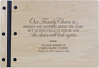 LifeSong Milestones Engraved Personalized Solid Maple Wood Memorial Sympathy Ceremony Guest Book for Funeral Service - Our Family Chain 9x12.25 (Maple)