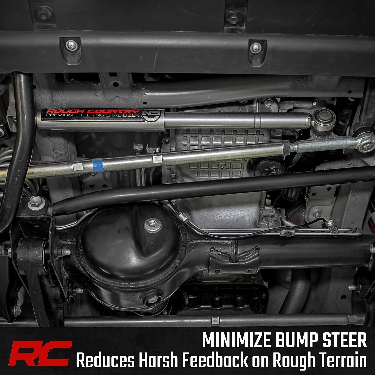 Rough Country N3 Steering Stabilizer for Suzuki Jimny (2018-2025) – Bolt-On Steering Damper, Reduces Bump Steer & Shimmy