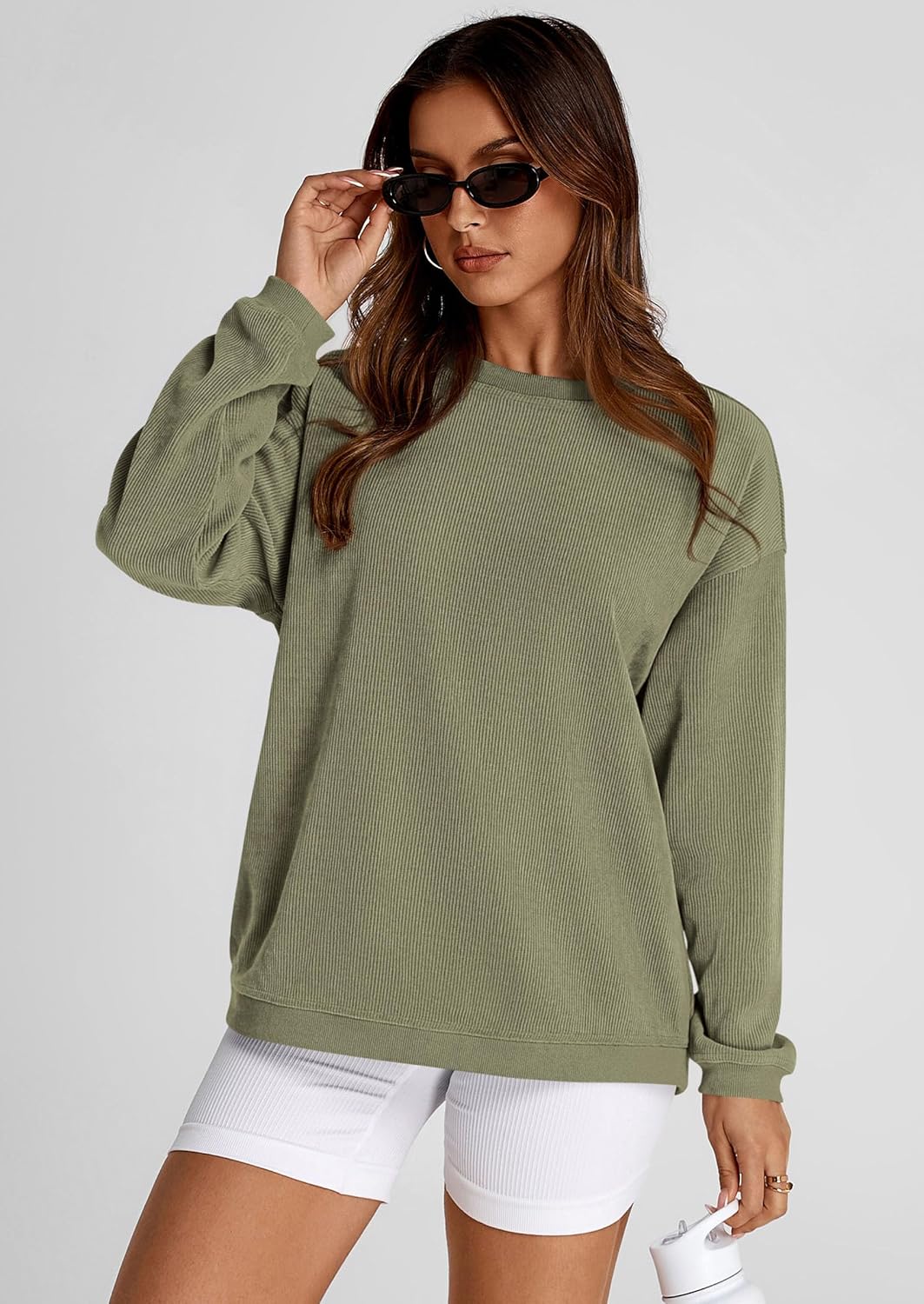 PRETTYGARDEN Women's Oversized Sweatshirt 2025 Fall Fashion Clothes Ribbed Corduroy Long Sleeve Going Out Pullover Tops - Image 4