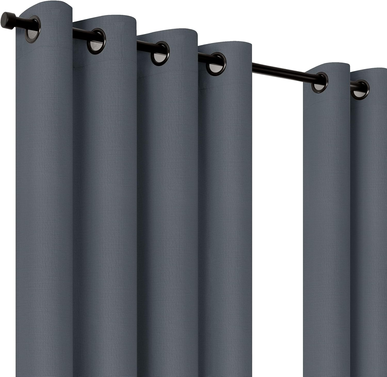 Umbra Ottoman Textured Solid 100% Blackout Grommet 63 in Long x 50 in Wide Window Curtain Panel, Slate