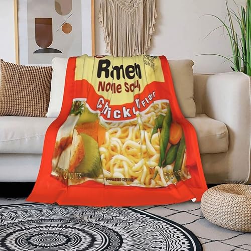 Miniatura 2 de Manta de ramen con sabor a pollo y sopa de fideos instantáneos, de 50 x 40 pulgadas, suave, acogedora, ligera, de franela esponjosa, de microfibra