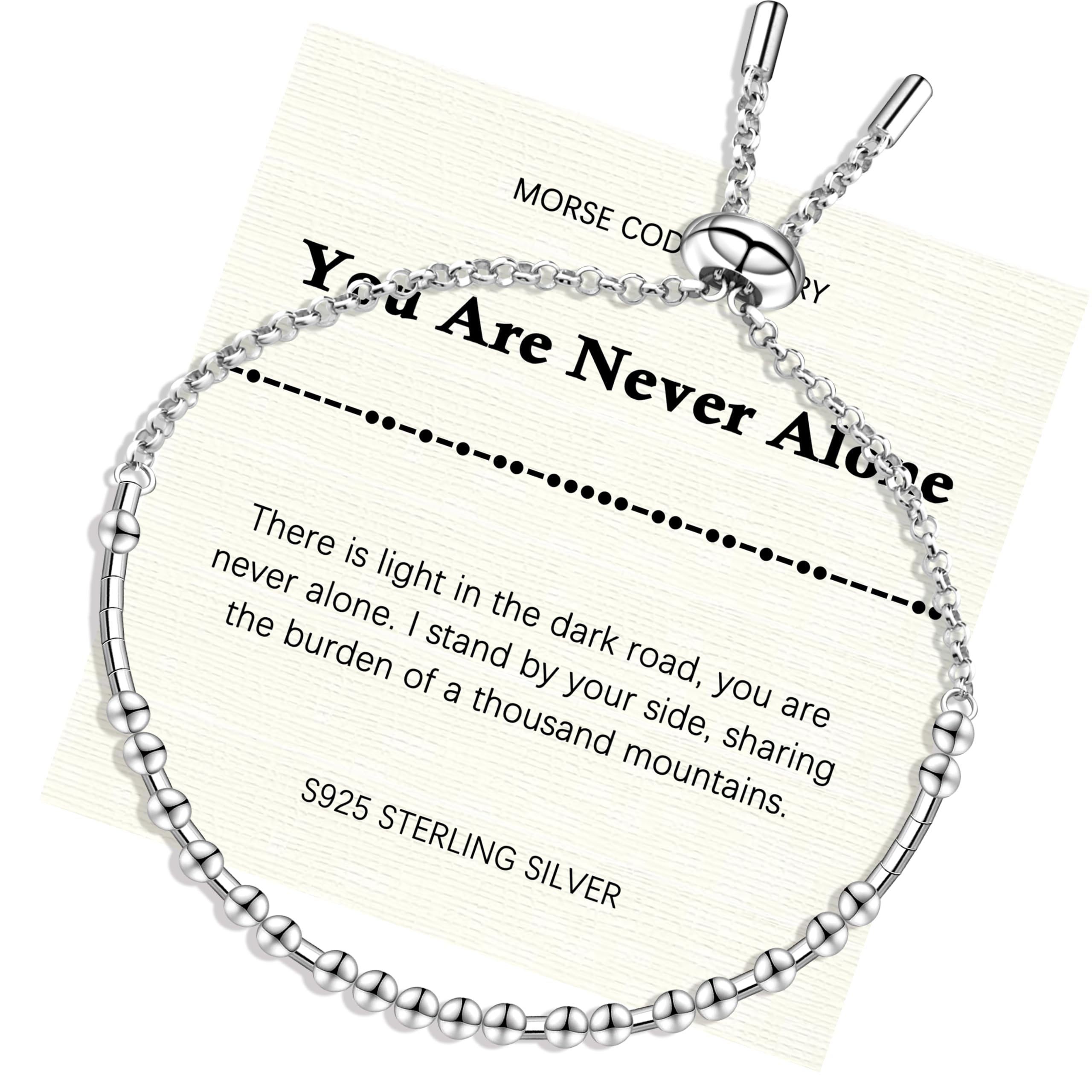 Helonley Morse Code Bracelet - 925 Sterling Silver Inspirational Bracelets