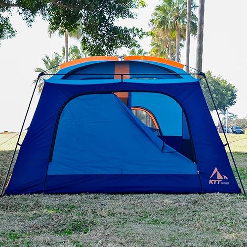Miniatura 10 de KTT Extra Large Tent 12 Person,Full Rainfly,2 Bay-Windows,Family Cabin Tents,14'Lx10'Wx6.58'H,2 Rooms and 3 Doors 3 Windows with Azul oscuro-12