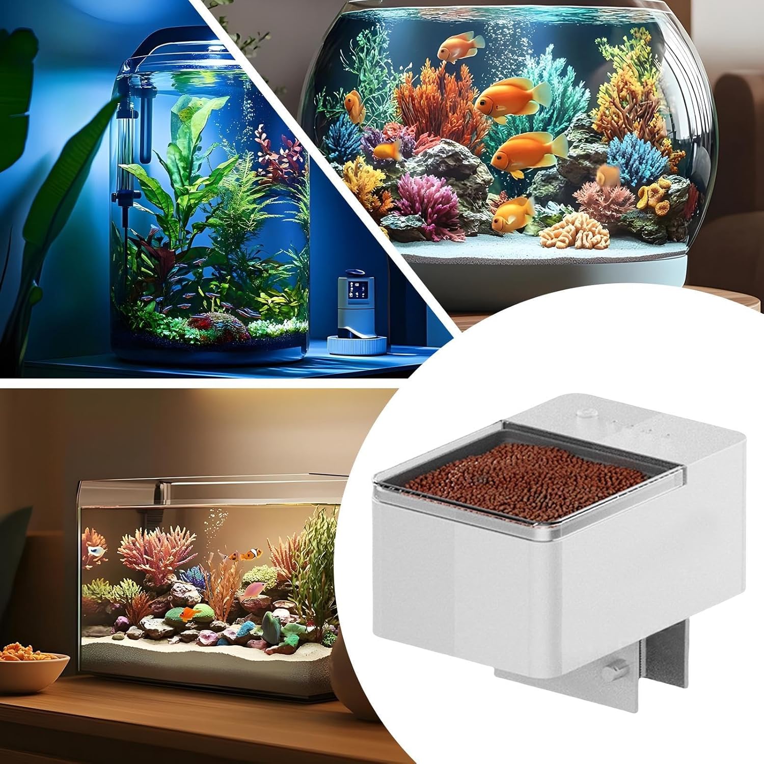 Automatic Fish Feeder – 12.5x8.5x8.3cm ABS, Versatile Tank Feeder, Food Dispenser | Perfect for Powder Pellets Aquarist Maintenance Aquarium Feeding Schedule Efficient Care Tool