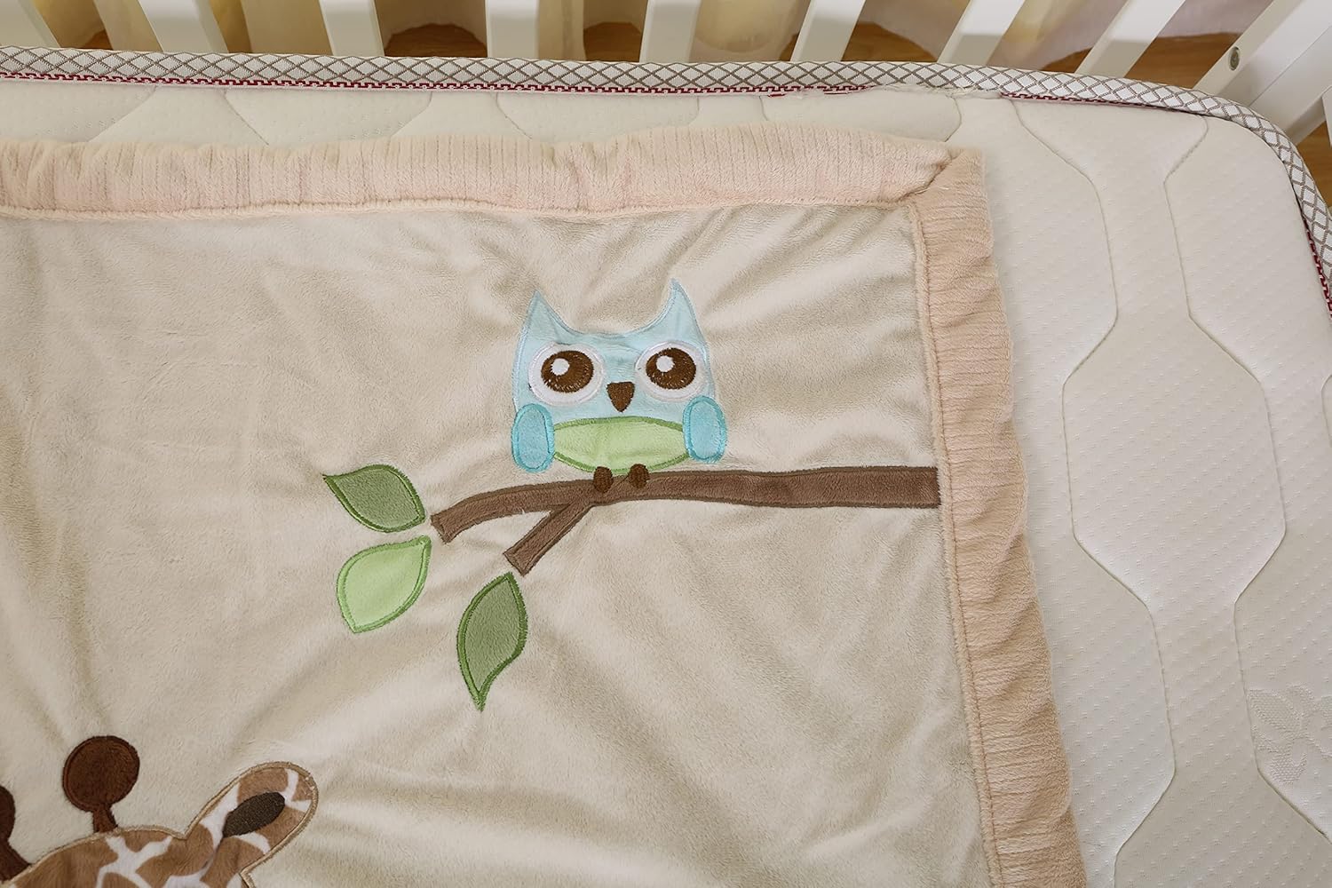 Baby Blanket Soft Plush Boy Girl Blankets - Toddler -Crib Fluffy Crib Quilt -Stroller -Giraffe Embroidery Size 33*42inch by JAHbaby White,Brown
