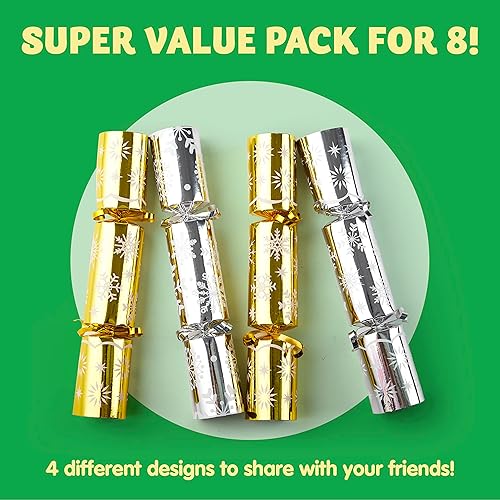 Miniatura 3 de JOYIN Paquete de 8 recuerdos de fiesta de Navidad sin broches con diseño de copo de nieve rojo y verde con suministros de fiesta para niños y