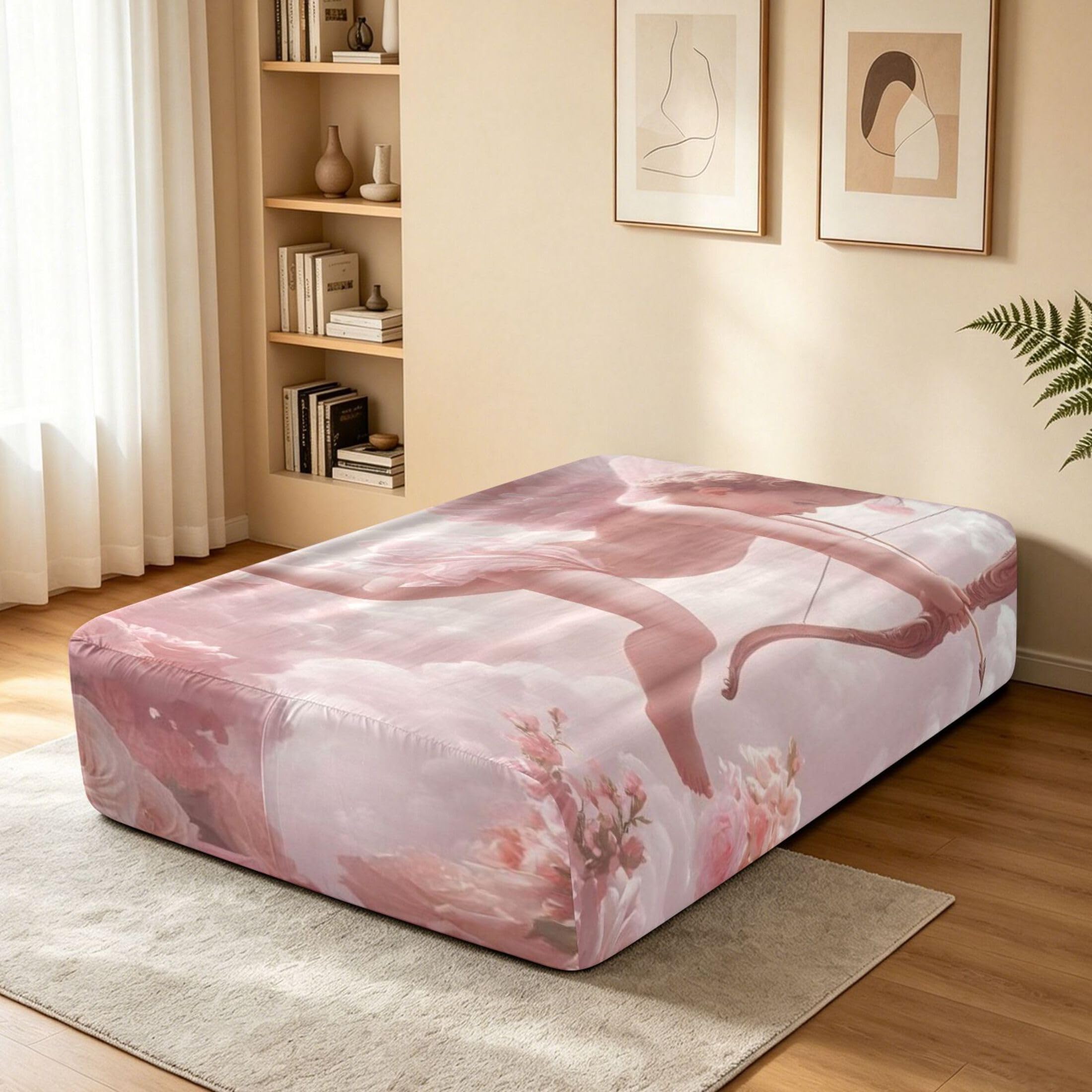 Cupido - Sábana bajera ajustable individual para colchón de aire, bolsillo extra profundo de 24 pulgadas, funda suave y transpirable con apertura de válvula de cremallera para cama de aire