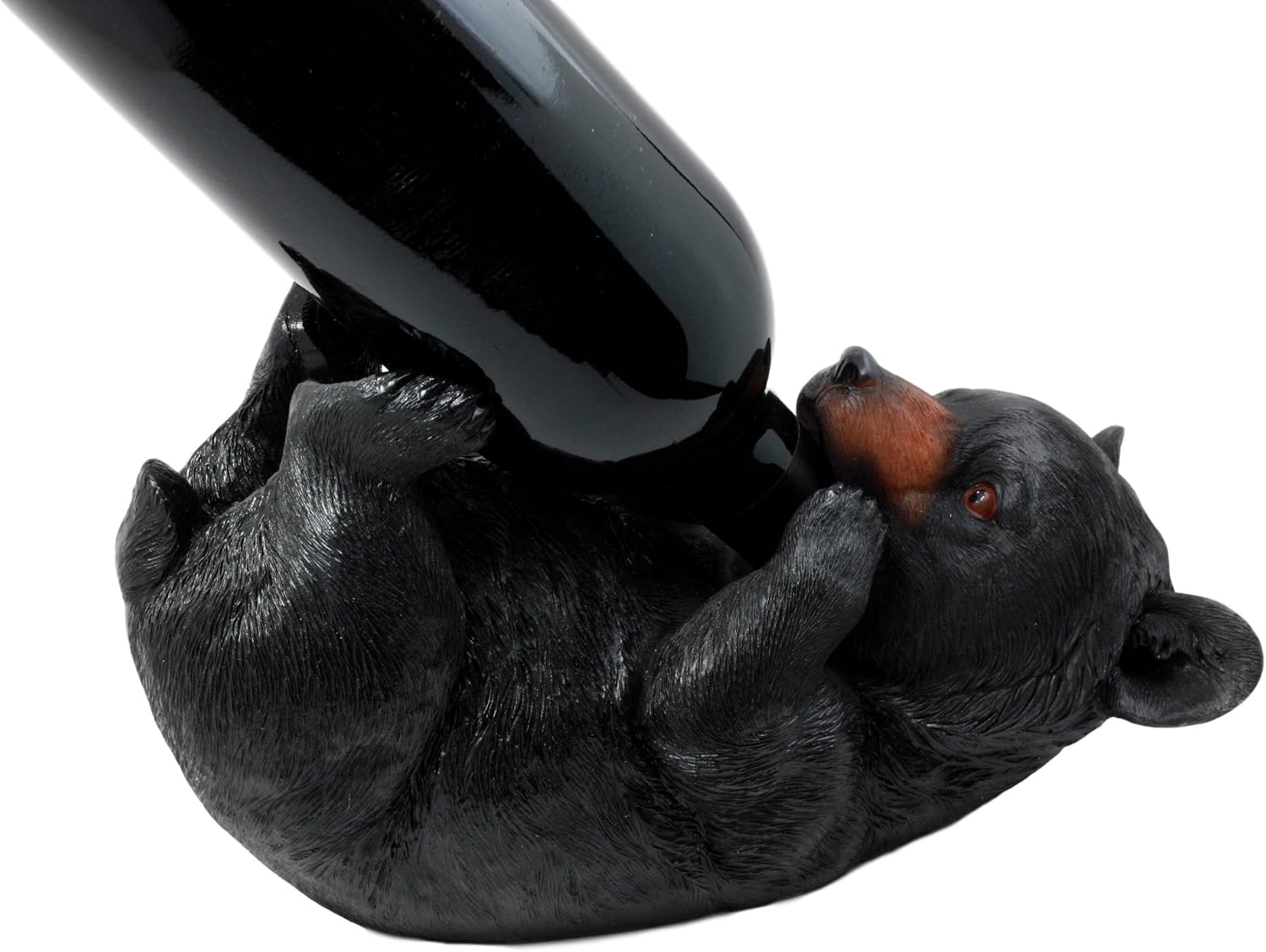 Ebros Grandfather Mountain Black Bear Wine Holder Figurine 9" Long Winter Hibernation Bear-Tonic Decor Sculpture