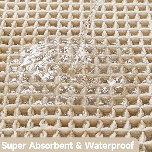 Miniatura 7 de Tapete de Baño Beige Claro Punto Gofre Antideslizante Lavable Superabsorbente Secado Rápido Boho Granja 24x16 pulgadas Beige Claro