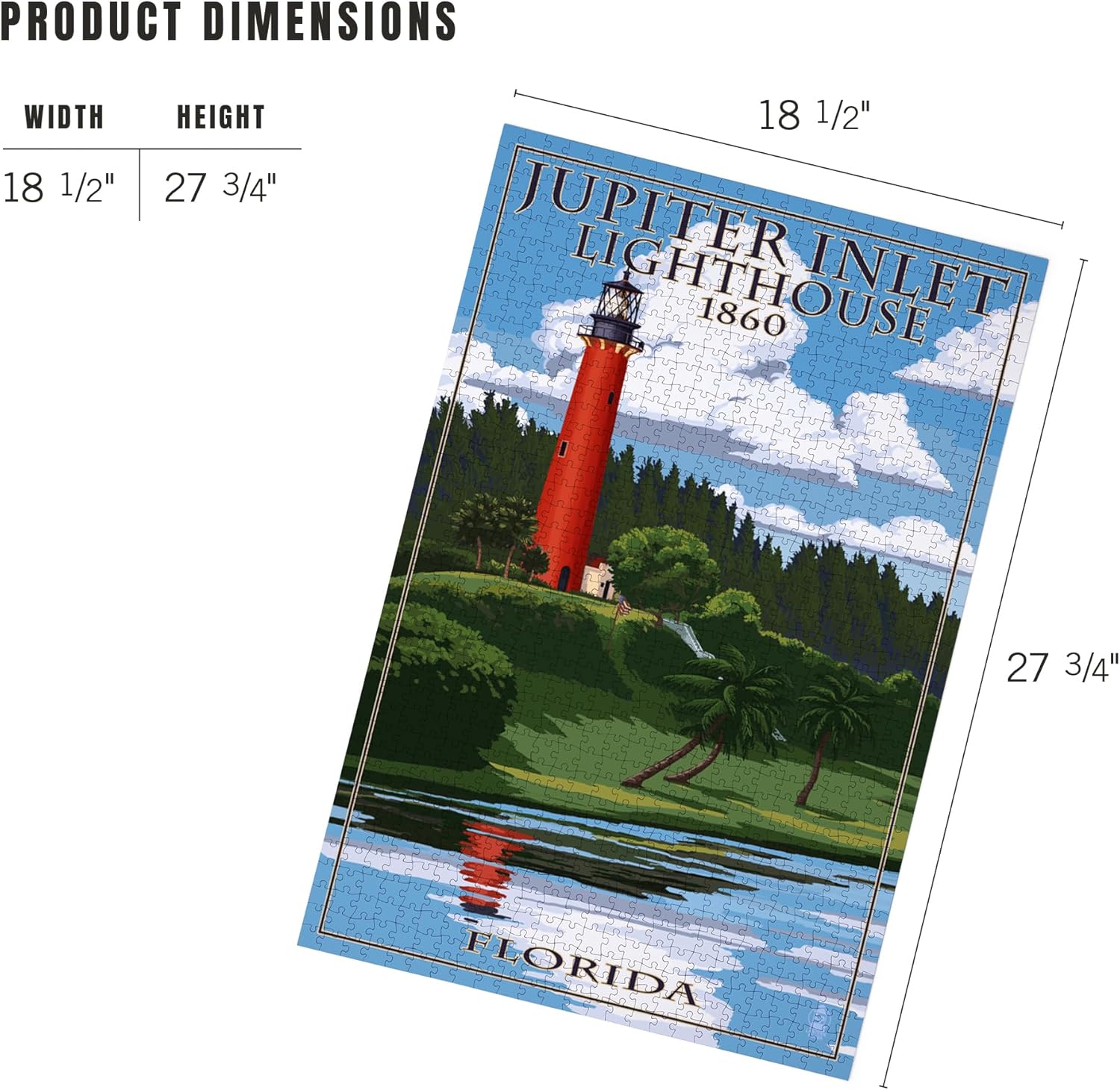 Lantern Press Jupiter, Florida, Jupiter Inlet Lighthouse 1000 Piece Jigsaw Puzzle for Adults, Made in USA with Reference Poster