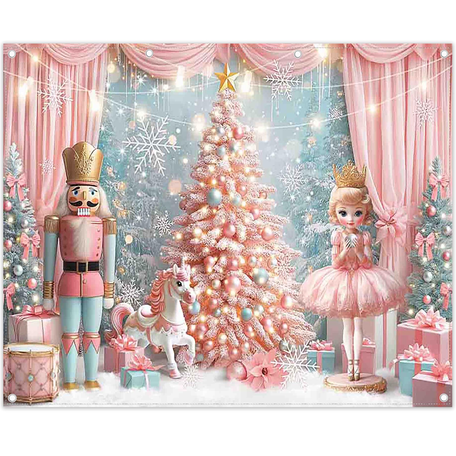 Luminora 3 x 2,43 m Fondo de árbol de Navidad Rosa diseño de Princesa