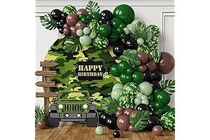 142PCS Army Balloon Garland Party Decoration Kit: Camouflage Military Camo Balloons, Palm...