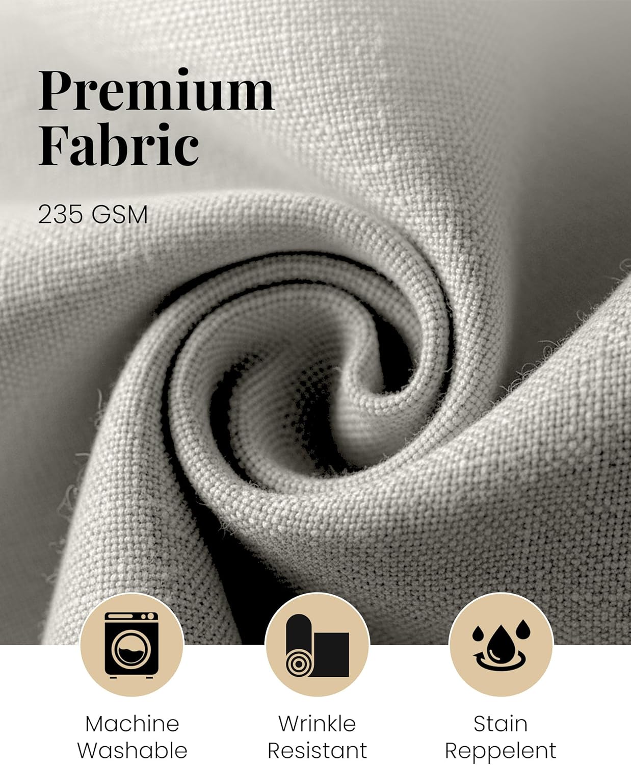 DECOLURE Linen Blackout Curtains - SunShield 96 Inches Long Black Out Curtains for Living Room and Bedroom Windows - Luxury Faux Linen, 2 Panels Set, Ultra Durable - 96 Length x 52 in (Light Grey)