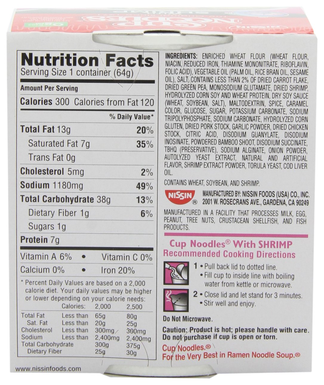 Nissin Cup O'Noodles Ramen Noodle Soup with Shrimp, 2.25-Ounce (Pack of 12)