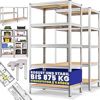 Monzana® 2X Schwerlastregal XL 180x90x60cm 1750kg 5 MDF-Platten Regal Lagerregal Kellerregal Steckregal Werkstattregal