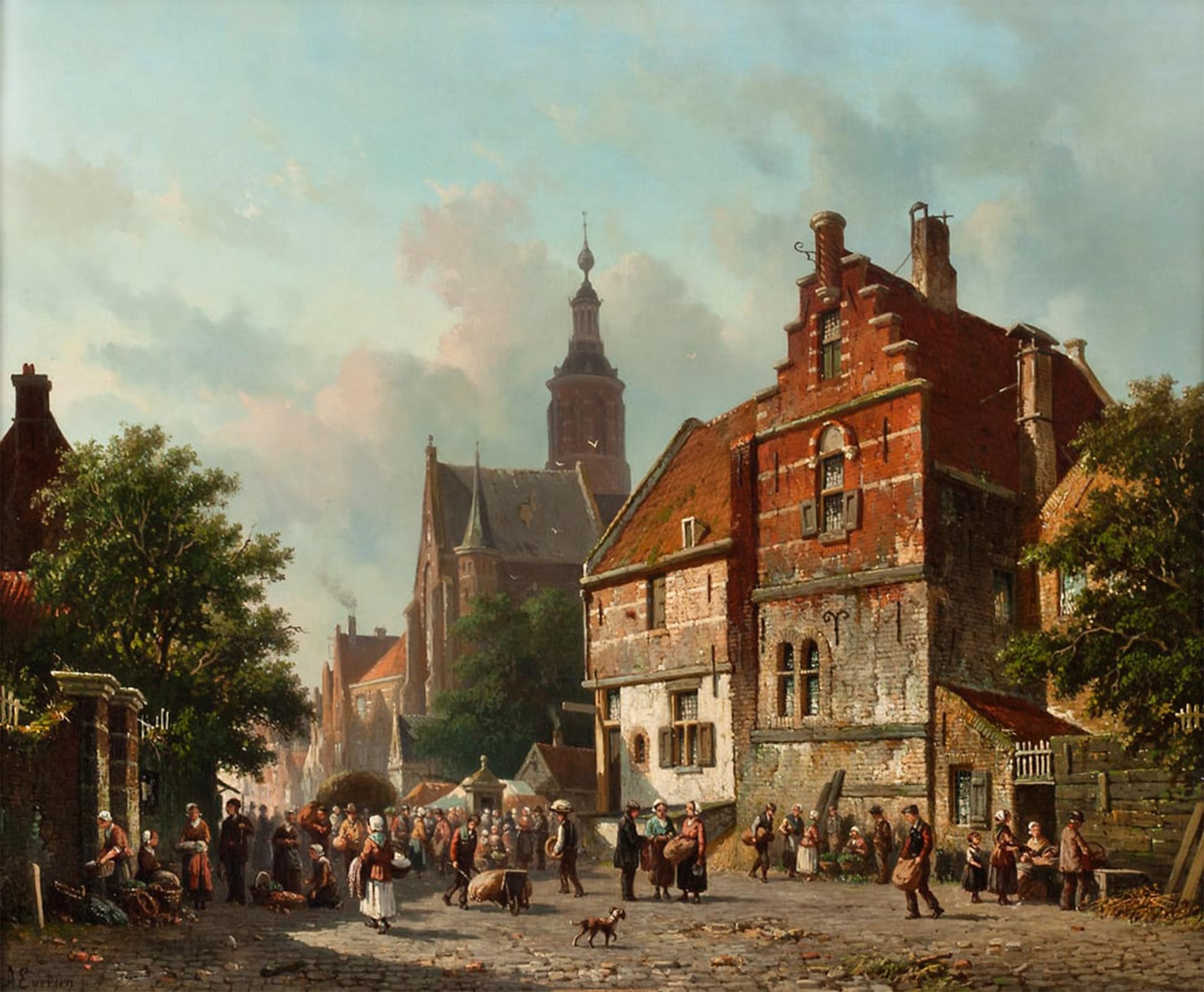 SERENDIPITP Vintage Wall Art Canvas Nordic Poster Canvas Print Picture a Dutch Market in the Summertime by Adrianus Eversen Wall Art Poster for Home Decor 60x90cm