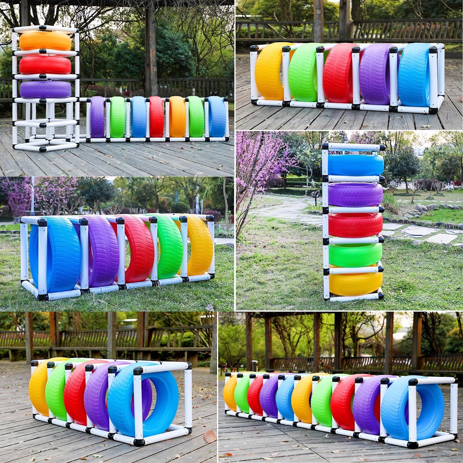 Reifenständer felgenregal felgenhalter Schulspielplatz Kindergarten-Mehrreifenregal, Reifenlagerregal for 5 bis 10 Reifen, weißes Kunststoff-Reifen-Organizer-Gestell, Reifenausrüstungs-Ausstellungsstä