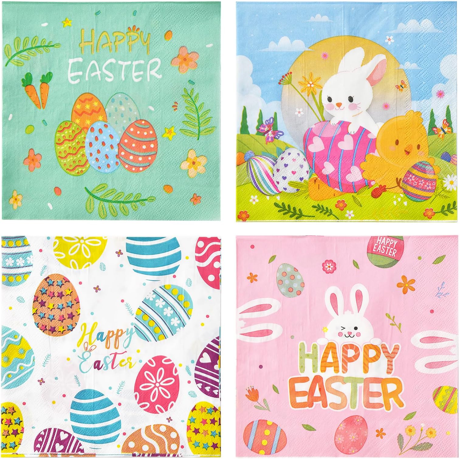 JASSEWRLY 80 Pcs Easter Napkins Paper, Easter Paper Napkins