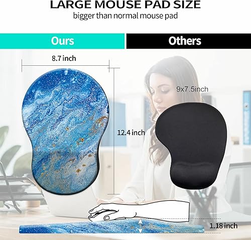 Miniatura 7 de Alfombrilla de mouse con soporte para la muñeca, diseño de animales y patas de perro, ergonómica con reposamuñecas para computadora portátil,