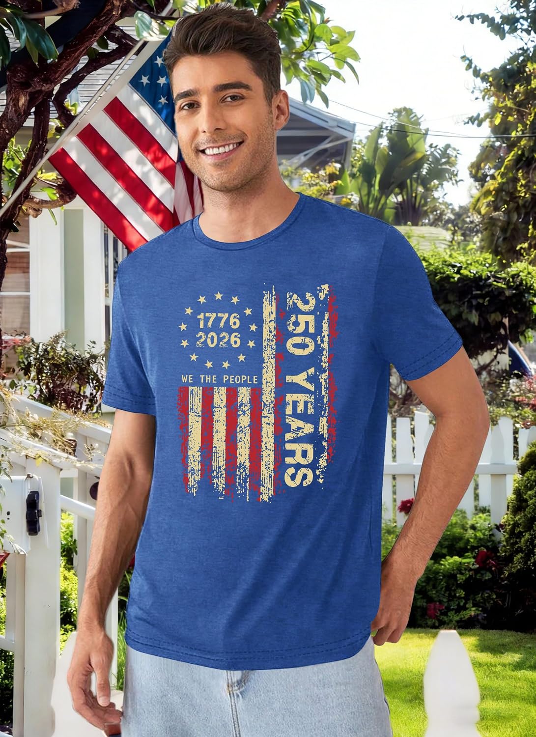 American Flag Shirts Men: 4th of July Patriotic T-Shirt USA Print Independence Day Tee Casual Tops