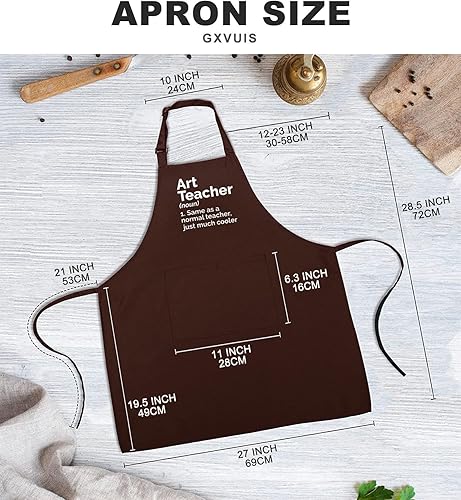 Miniatura 3 de Art Teacher Apron for Women Art Lovers Waterproof Adjustable Bib 2 Pockets Kitchen Cooking Apron Artist Mentor Gift