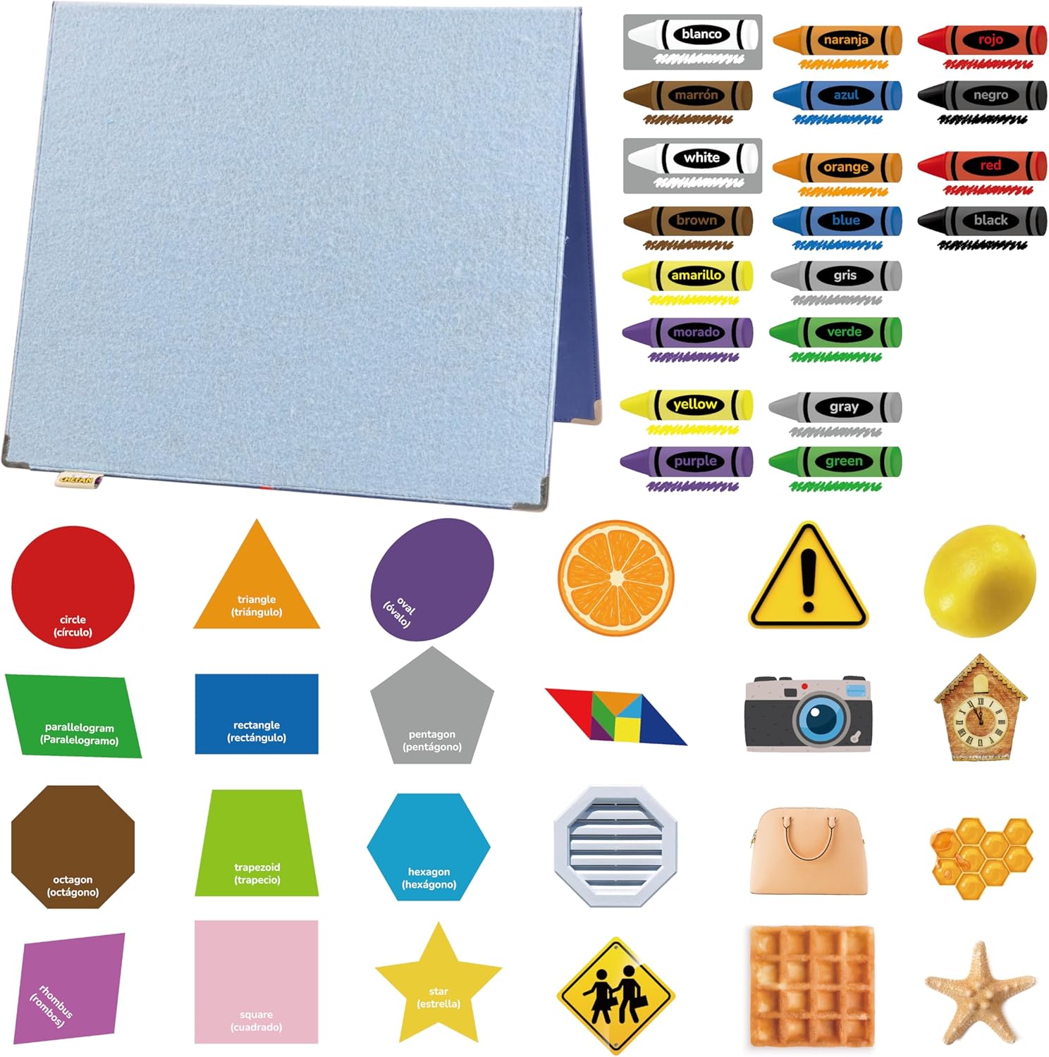 CHEFAN Foldable Felt Board with Felt Shape and Color Matching Game Set for Toddlers