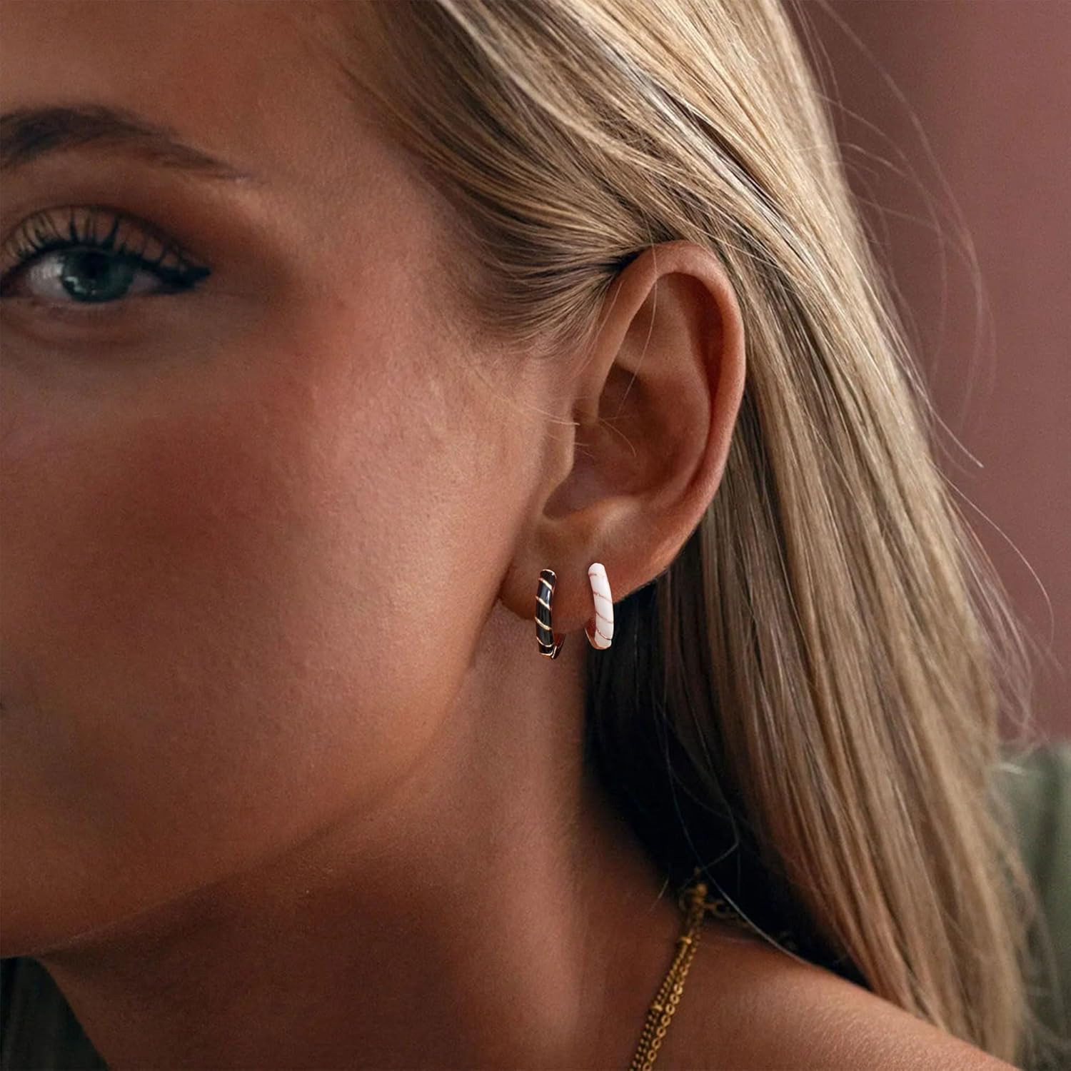 JINEAR Gold Hoop Earrings for Women 14K Gold Plated Cubic Zirconia Huggie Earrings 2Pairs Dainty Hypoallergenic Waterproof Cartilage Hoops Earring Set Lightweight Trendy Jewelry Gifts for Women - Image 3