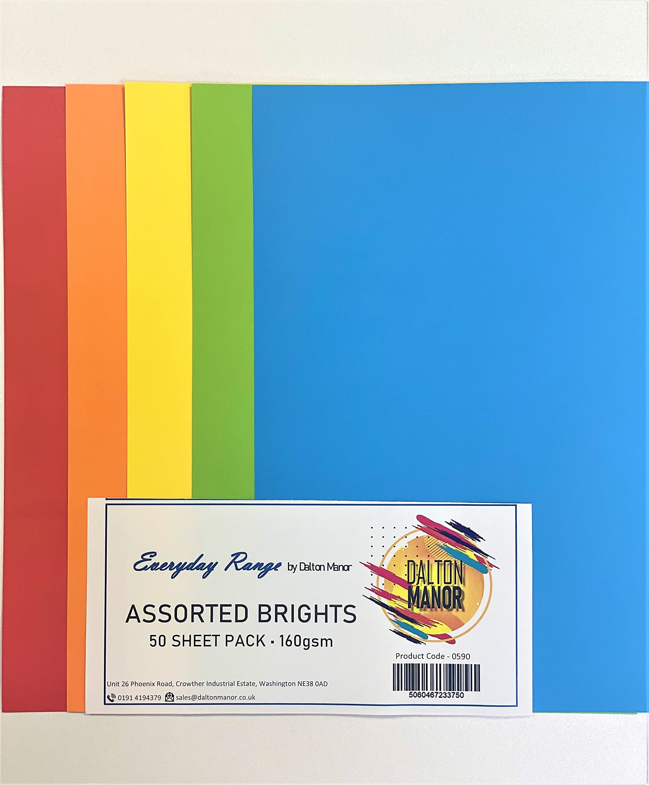 DALTON MANOR A4 50 Sheet 160GM Assorted Bright Colour Paper Pack