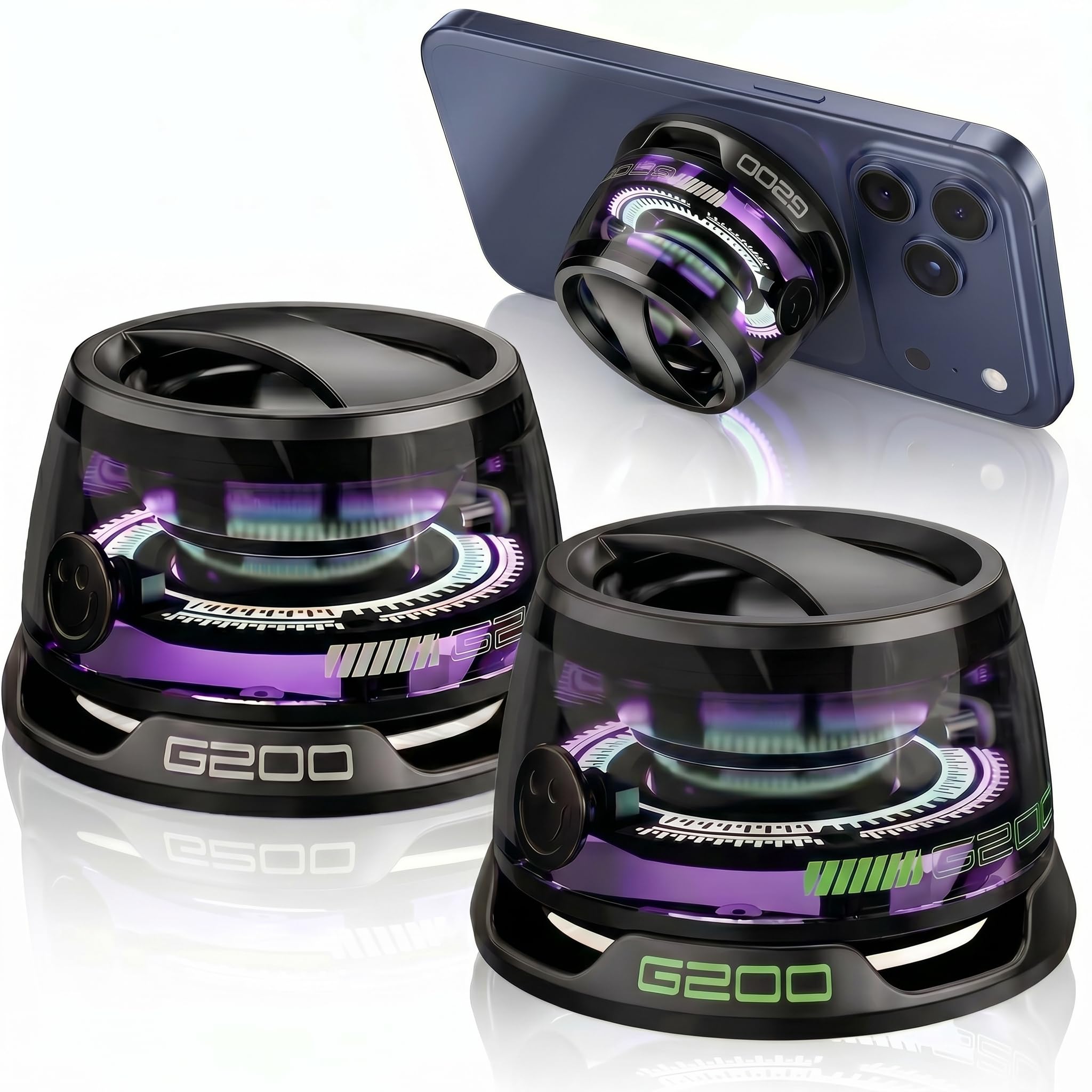 Altoparlante magnetico Bluetooth Supporto per telefono Altoparlanti Bluetooth Magnete per PC iPhone Android, piccolo altoparlante portatile con RGB per campeggio, feste, scrivania. 2