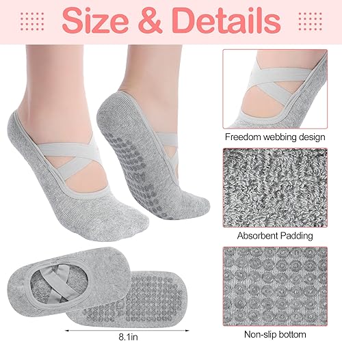 Miniatura 4 de Shihanee Juego de 6 pares de guantes de yoga antideslizantes para mujer, guantes de silicona con agarre de puntos, guantes sin dedos, toalla