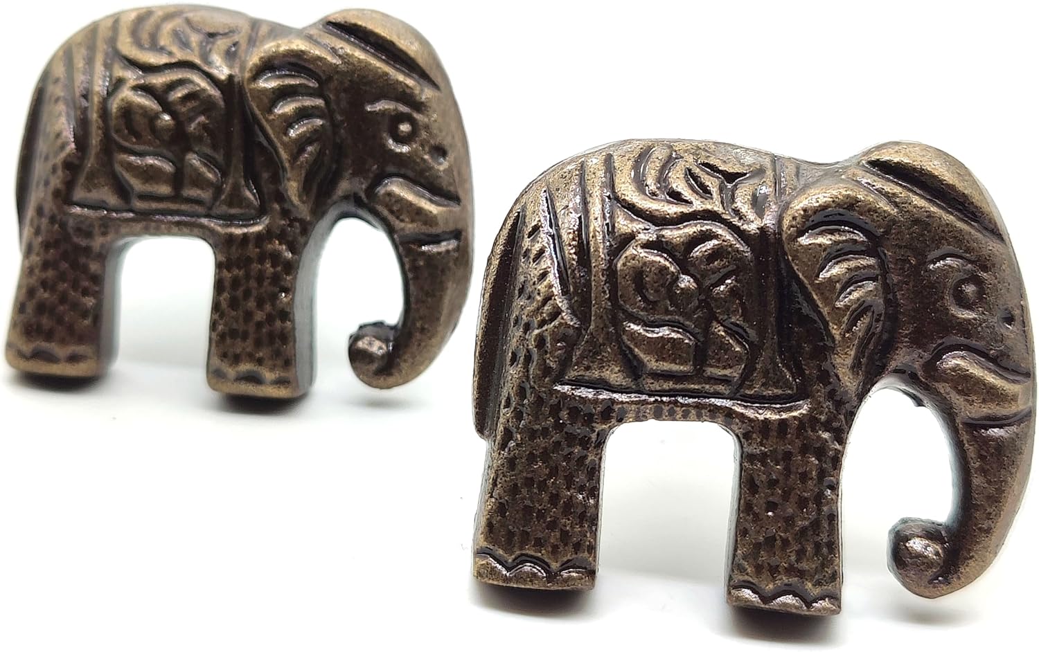 5MOONSUN5's Cast Iron Elephant Cabinet Drawer Knobs - Metal Pulls for Dresser, Door - Coastal Handles Classic Decor for Closet Cupboard - Set of 2, Bronze