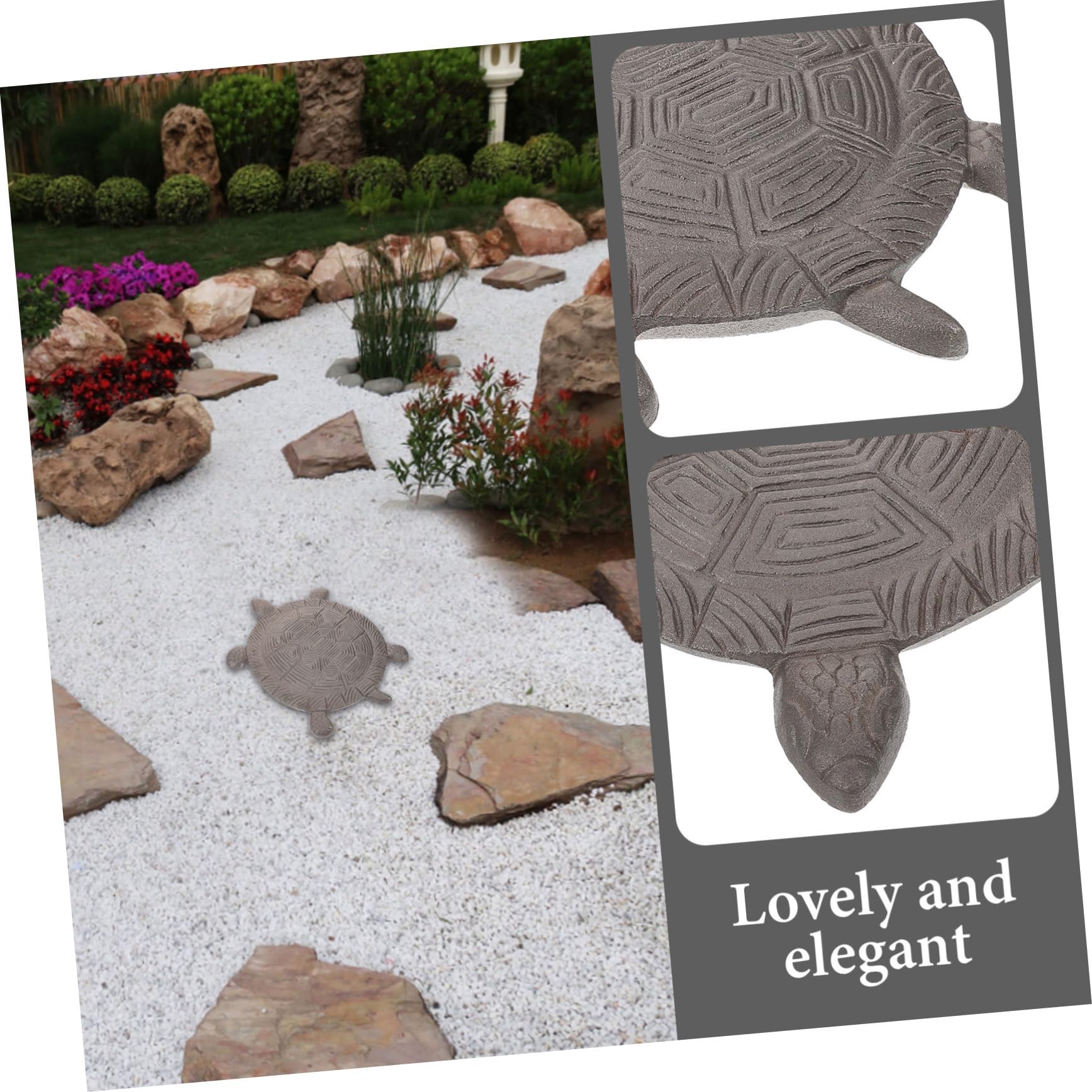 ORFOFE Piedra de Hierro para Escalones Tortuga Jardín 34x26 Cm Decoración Exterior Césped Paso Duradero Artesanal para Patio Terraza Pasarela al Aire Libre