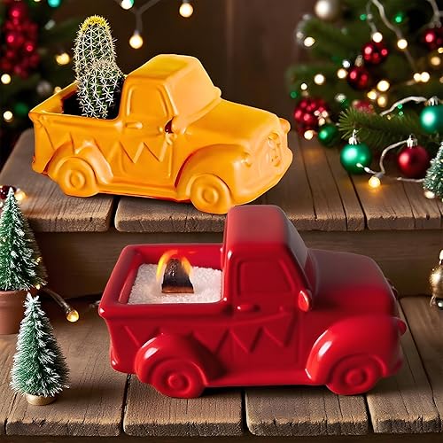 Miniatura 2 de Wehous Moldes de silicona para maceta de camión para hormigón de resina, 3D retro en forma de automóvil, portavelas, contenedor de almacenamiento,