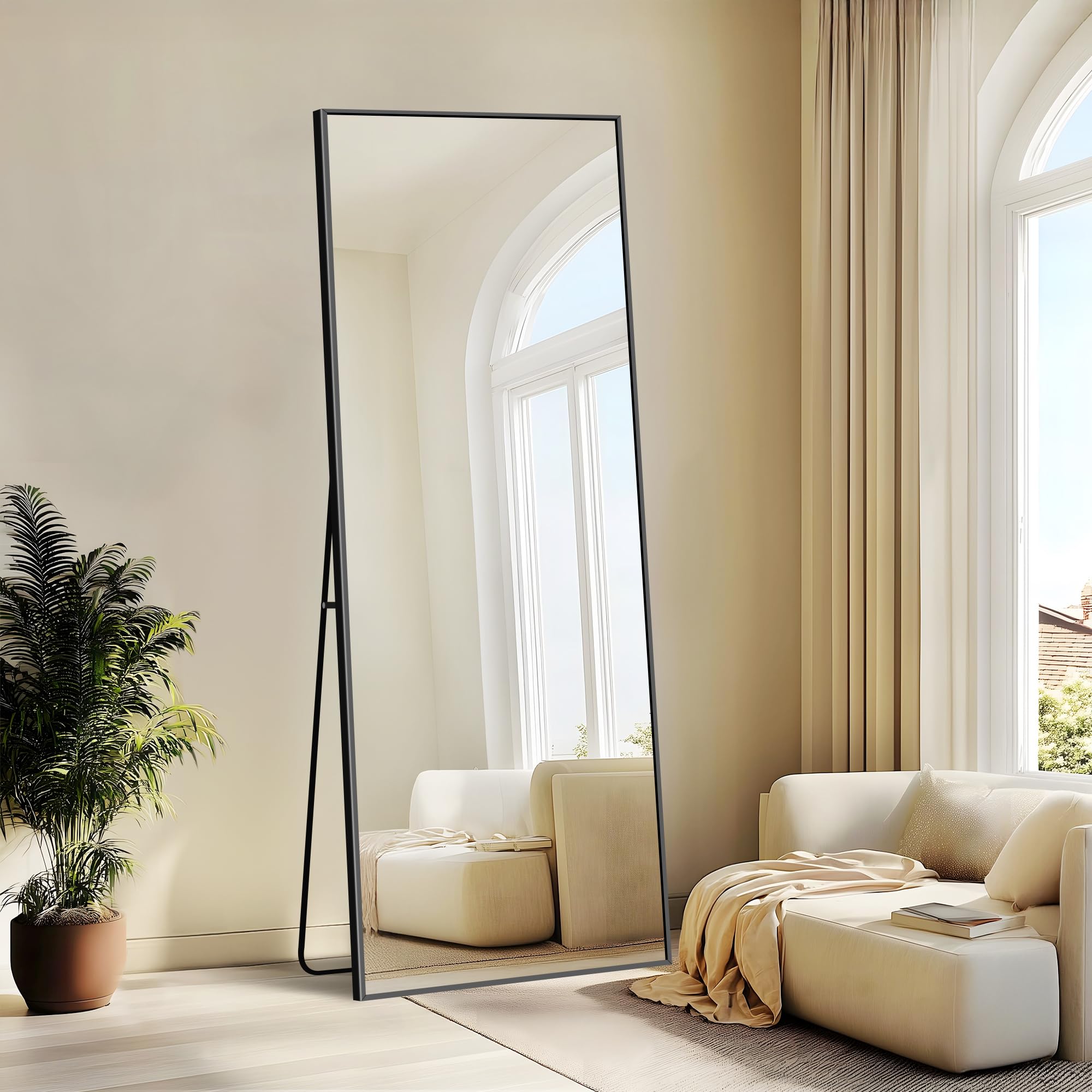 Weare Home Miroir Pleine Longueur Rectangulaire 165 x 60 cm Cadre en Métal Noir